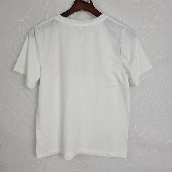 Bae Vely Womens Tops Size‎ Medium White Statement Crew Neck Short Sleeve Shirt - Picture 6 of 6